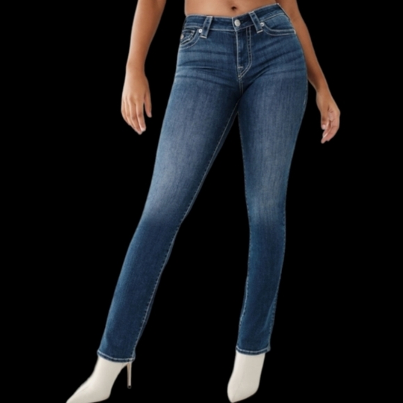 NWT True Religion Billie Style Blue Denim Straight Leg Jeans👖🆕 - Picture 5 of 8